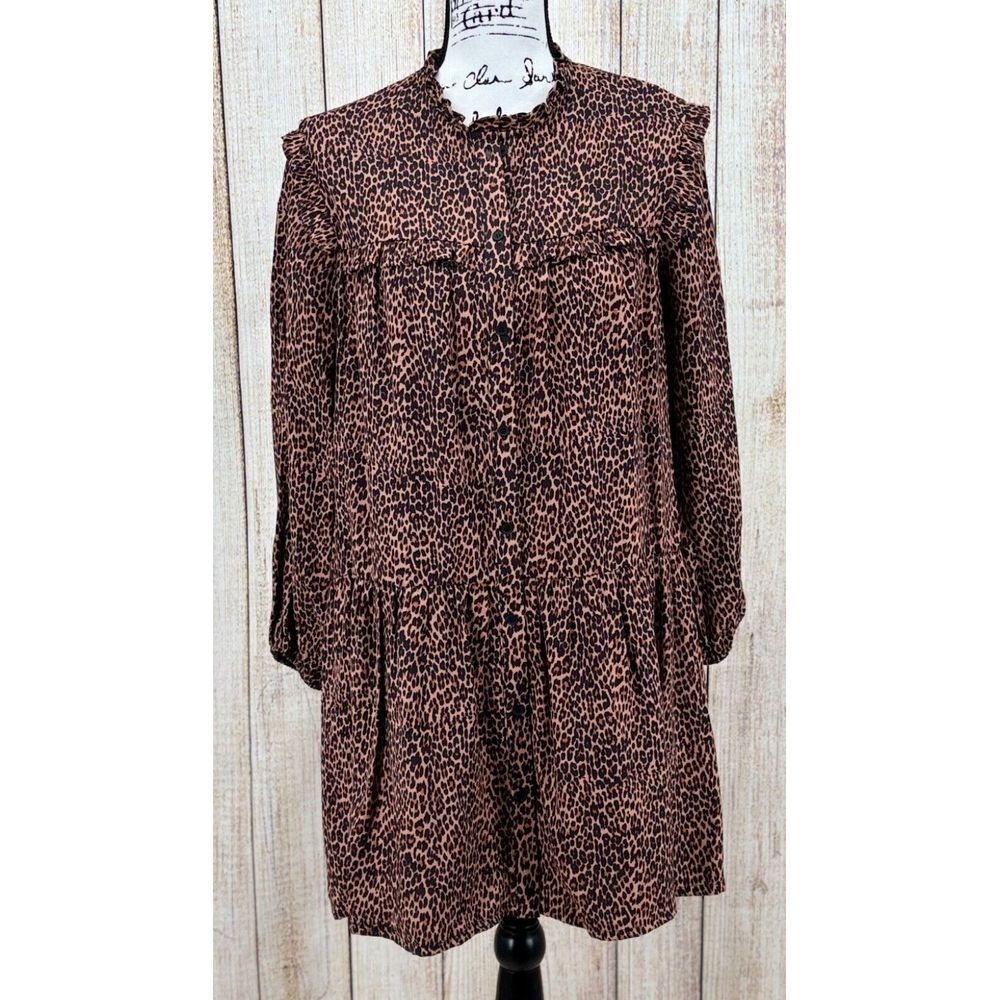 Zara Animal Print Mini Dress Juniors Size 13/14 Button‎ Up Cheetah NWT